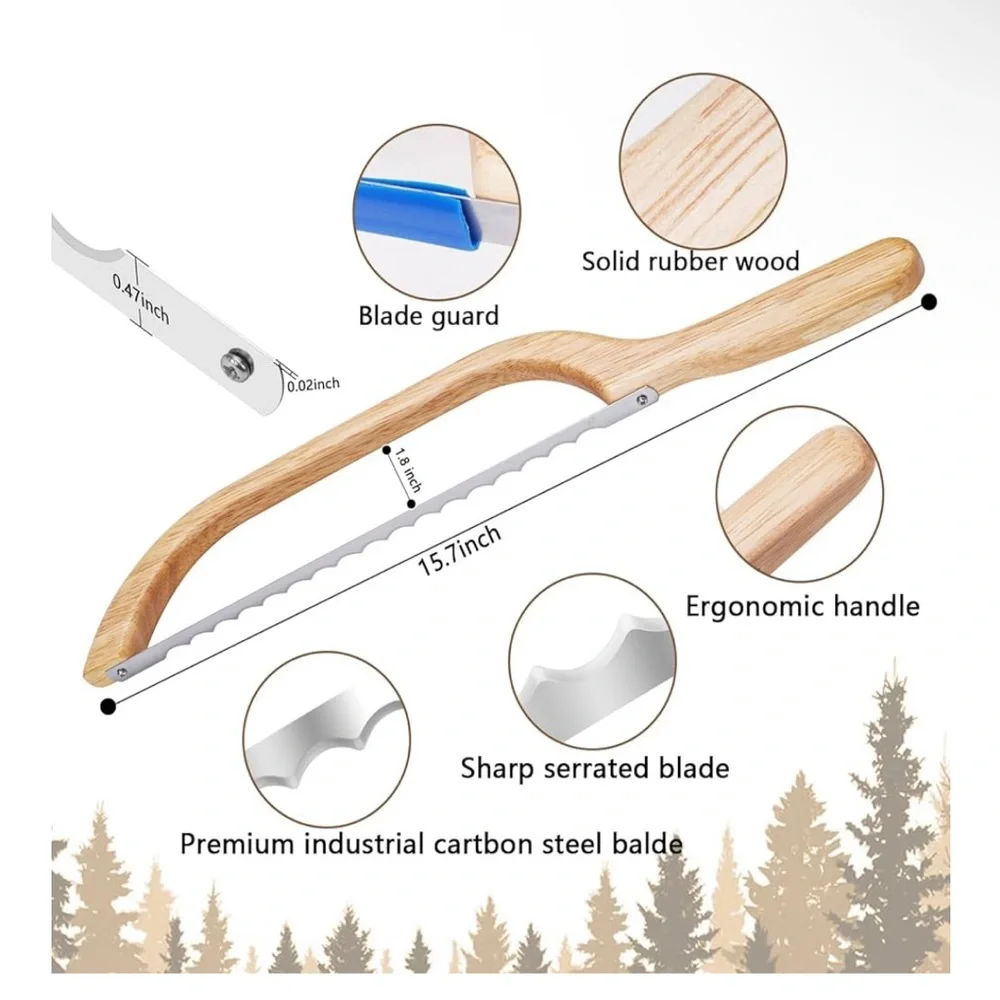 Wooden Bow Handle Bread‎ Knife NEW